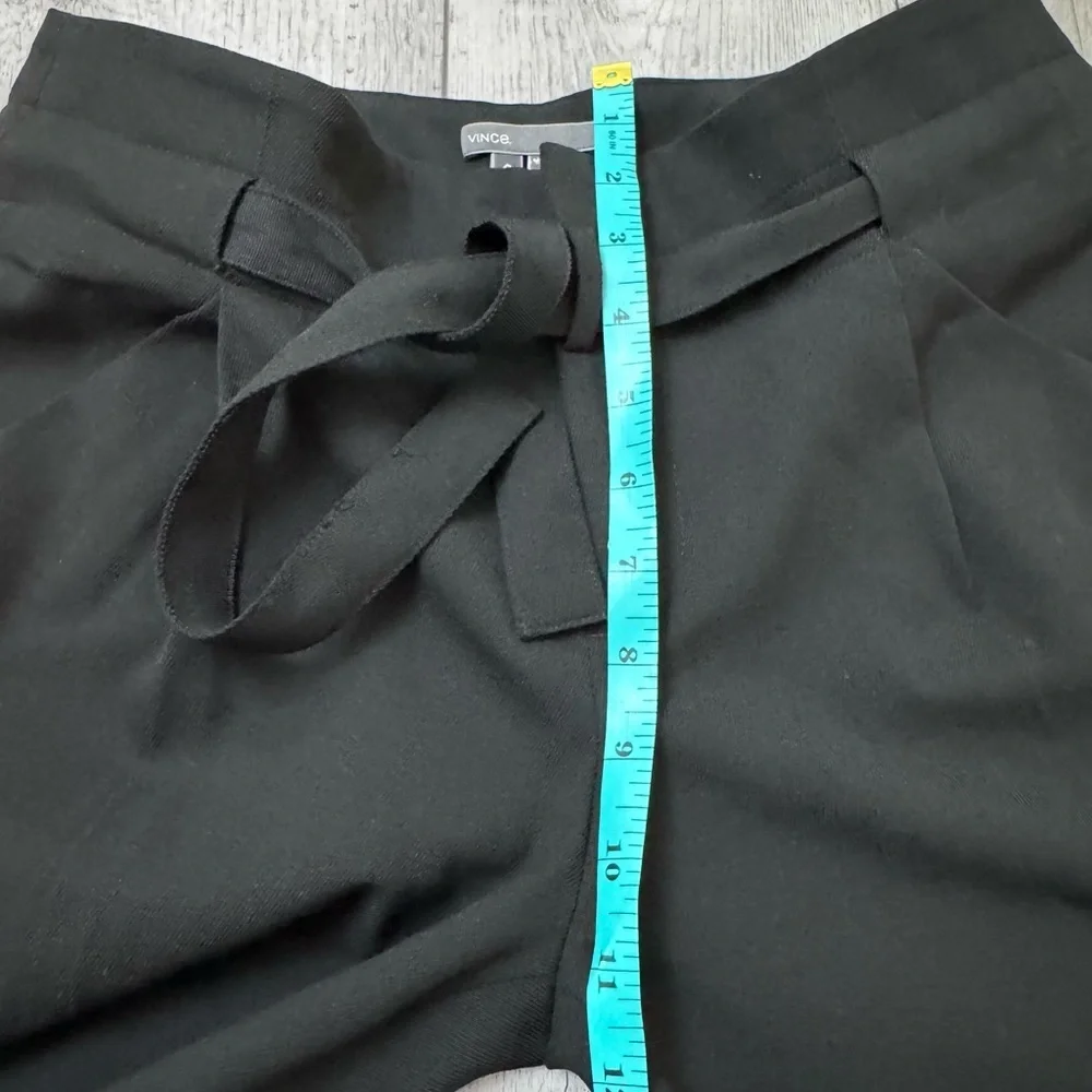 VINCE Women’s Wool Blend Tapered Cigarette Leg Crop Pants Size 2 Black Tie